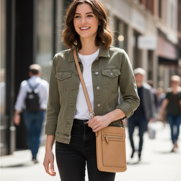 Coach Handbags - Coach Tan Leather North South Zip Crossbody